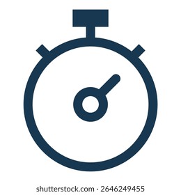 Ícone de cronômetro de cronômetro projetado com precisão, apresentando um mostrador central claro e botões de controle responsivo, simbolizando medição de tempo precisa, Rastreamento de prazo estrito