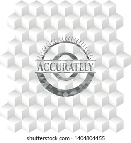 Accurately grey emblem with cube white background