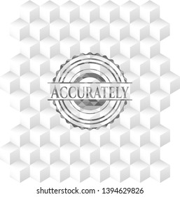 Accurately grey emblem. Retro with geometric cube white background