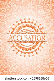 Accusation orange mosaic emblem. Vector Illustration. Detailed.