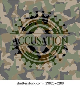 Accusation written on a camo texture. Vector Illustration. Detailed.