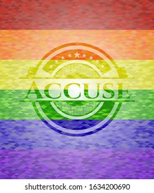 Accuse lgbt colors emblem. Vector Illustration. Mosaic.