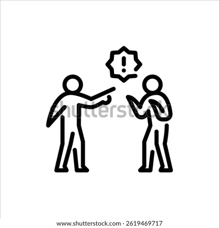 accuse someone of something outline icon. stickman line art illustration.