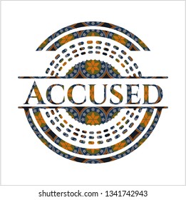 Accused arabic badge background. Arabesque decoration.