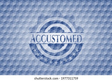 Accustomed blue emblem with geometric pattern background. Vector Illustration. Detailed. 