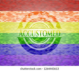 Accustomed on mosaic background with the colors of the LGBT flag