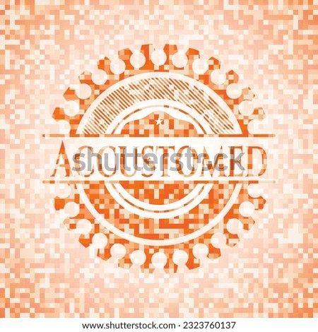 Accustomed orange tile background illustration. Square geometric mosaic seamless pattern with emblem inside. 