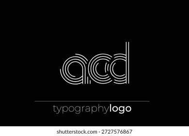 ACD modern geometric typography logo. Modern and stylish composition featuring a monochromatic typography logo illustration designed with intricate lines.