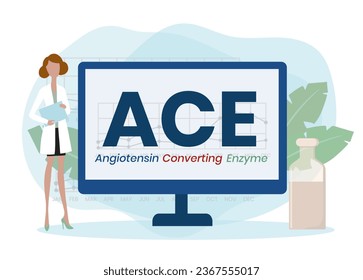 ACE - Angiotensin Converting Enzyme acronym. business concept background. vector illustration concept with keywords and icons. lettering illustration with icons for web banner, flyer