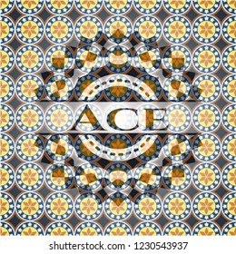 Ace arabic badge background. Arabesque decoration.