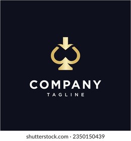 Ace and arrow down logo icon vector template.eps