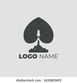 Ace Black With Rocket Launcher Logo Template, Vector Illustration EPS10, Business, Corporate, Casino