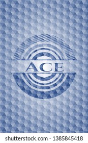 Ace blue polygonal emblem. Vector Illustration. Detailed.