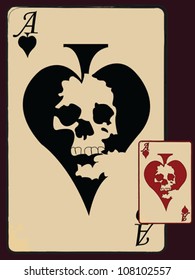 the ace card with abstract heart skull