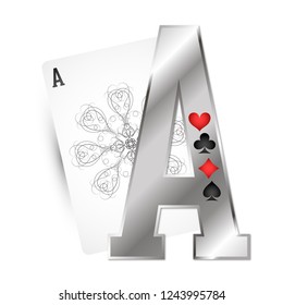 Ace card and different suit symbol for gambling