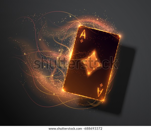 火効果のあるエースカード ポーカーカジノイラスト ベクターイラスト