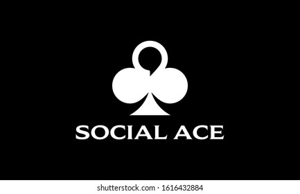 Ace Card Game Gaming with Chat Bubble Talk Negative Space Logo Design Inspiration