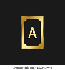 Ace, card gold icon. Vector illustration of golden icon