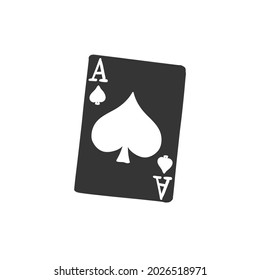 Ace Card Icon Silhouette Illustration. Poker Game Vector Graphic Pictogram Symbol Clip Art. Doodle Sketch Black Sign.