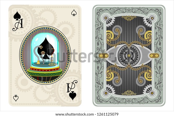 ace card spades steampunk style mechanic part\
mechanism playing card