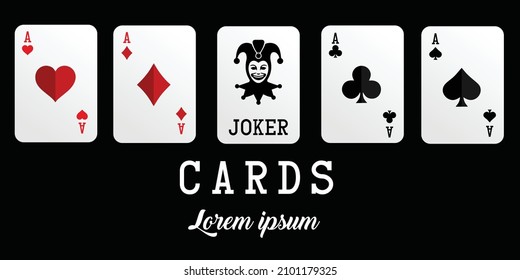 Ace card suit icon vector, playing cards symbols vector, set icon symbol suit, card suit icon sign, icon - stock vector
