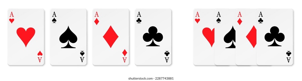 Ace card suit set isolated, playing cards symbols, aces playing cards, card suit icon sign - stock vector