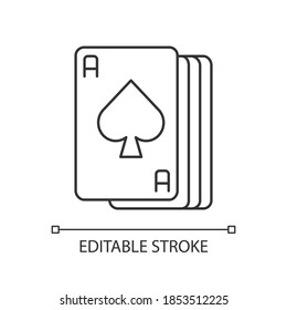 Ace cards pixel perfect linear icon. Pride society symbol. Asexuality representation. Thin line customizable illustration. Contour symbol. Vector isolated outline drawing. Editable stroke