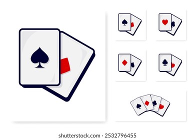 Ace of cards vector icon set