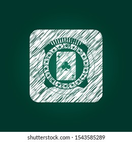 ace of clover icon drawn chalk emblem, retro style, chalk or chalkboard texture