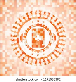 ace of clover icon inside abstract orange mosaic emblem