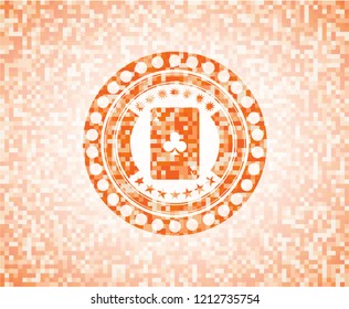 ace of clover icon inside abstract orange mosaic emblem