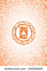 ace of clover icon inside abstract orange mosaic emblem