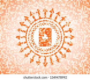 ace of clover icon inside abstract orange mosaic emblem with background