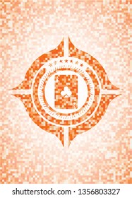 ace of clover icon inside abstract orange mosaic emblem