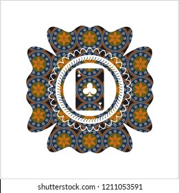 ace of clover icon inside arabesque style badge. arabic decoration.