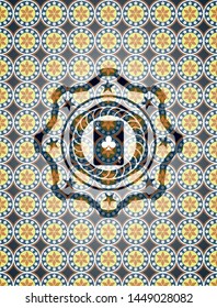 ace of clover icon inside arabesque style emblem. arabic decoration.