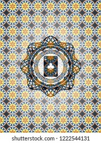 ace of clover icon inside arabic emblem. Arabesque decoration.