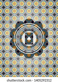 ace of clover icon inside arabic style emblem. Arabesque decoration.