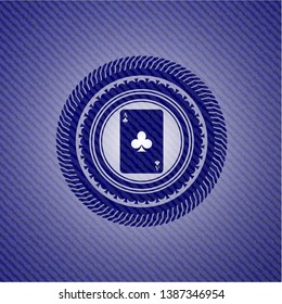 ace of clover icon inside badge with jean texture