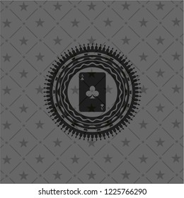 ace of clover icon inside black emblem. Vintage.