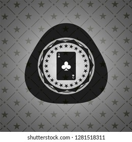 ace of clover icon inside black emblem. Vintage.