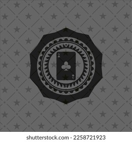 ace of clover icon inside black emblem. 