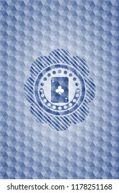 ace of clover icon inside blue hexagon badge.