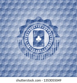 ace of clover icon inside blue hexagon badge.