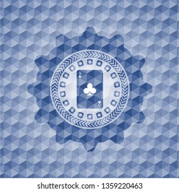 ace of clover icon inside blue badge with geometric background.