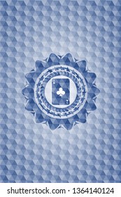 ace of clover icon inside blue badge with geometric background.