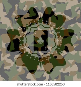 ace of clover icon inside camouflage texture