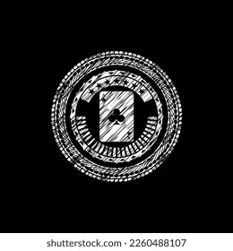 ace of clover icon inside chalk emblem. 