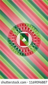 ace of clover icon inside christmas emblem.