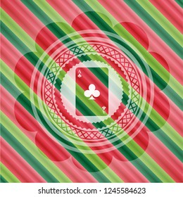 ace of clover icon inside christmas emblem background.